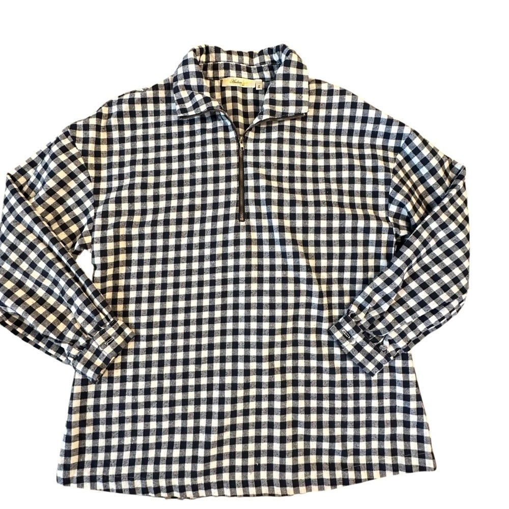 Andree by Unit Blue Gingham 1/4 zip flannel pullover- Like New.